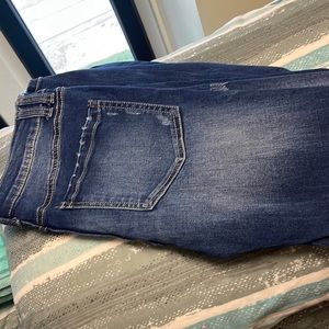 High rise blue jeans